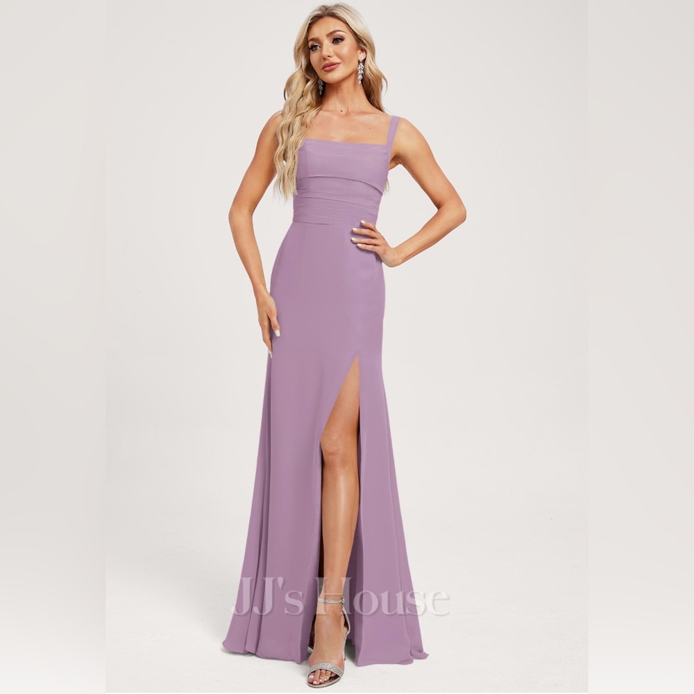 JJs House Wisteria Trumpet/Mermaid Square Floor-Length Chiffon Bridesmaid Dress
